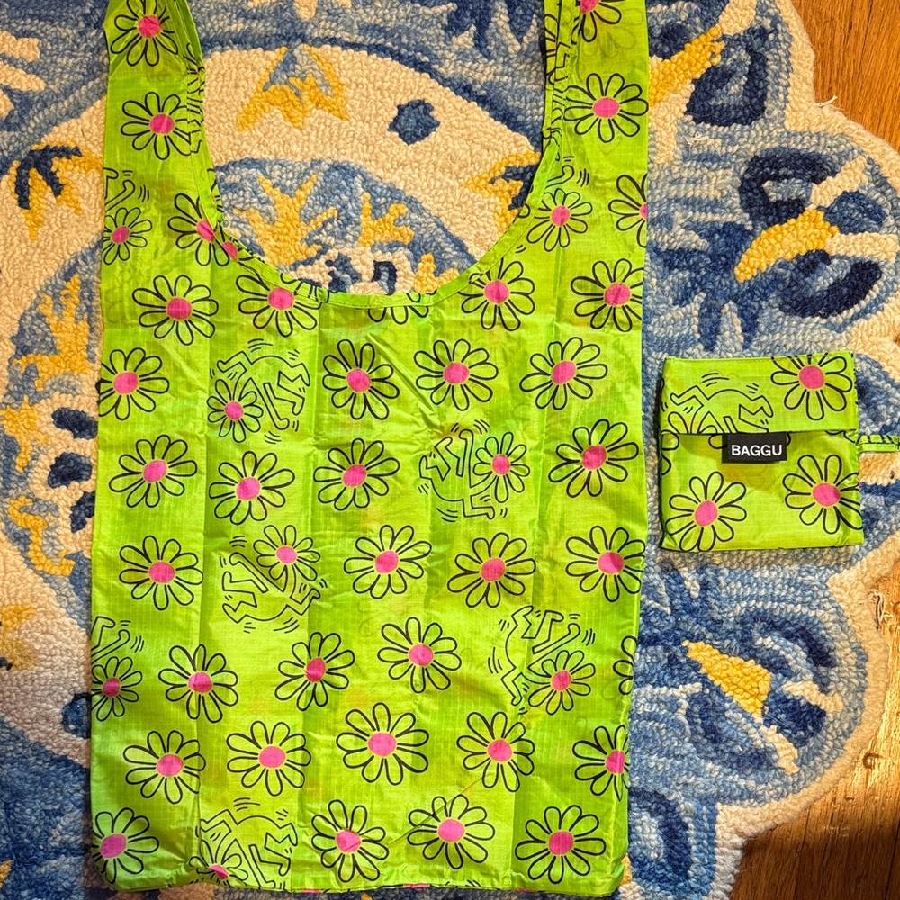 Baggu Green Flower Keith Haring Standard Reusable